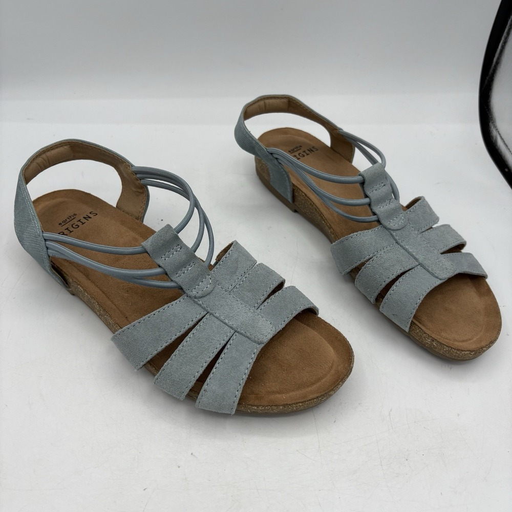 Earth Origins Shoes Womens Size 6.5 Leather Slingback Sandal Laney Moroccan Blue